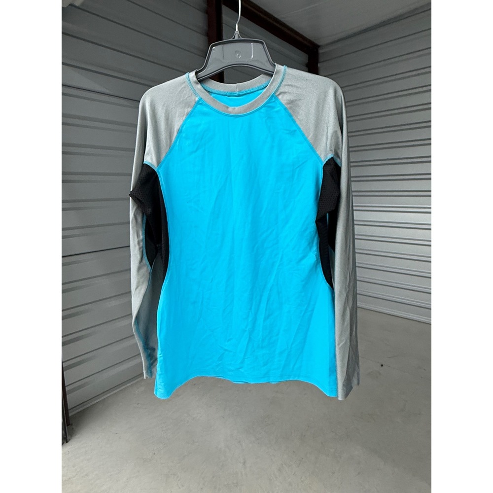 Sweet Waterwear Hawaii Rash Guard Blue Grey Long Sleeve Mesh Swim Shirt Womens L